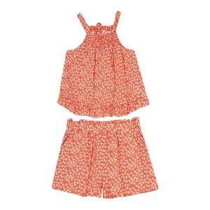 New Speechless Big Girls Sleeveless Floral Ruffle Hem Tank & Short Set XL Coral